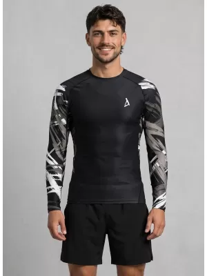 Moška premium funkcionalna kompresijska majica ALTISPORT VOJ/ALM039TR03 ČRNO-BELO