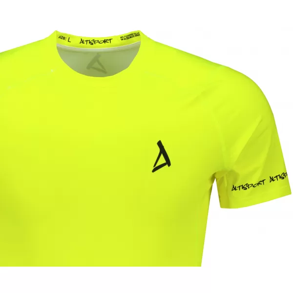  Moška vrhunska funkcionalna kompresijska majica s kratkimi rokavi ALTISPORT VOJ/ALM000TR04 NEON RUMENA 