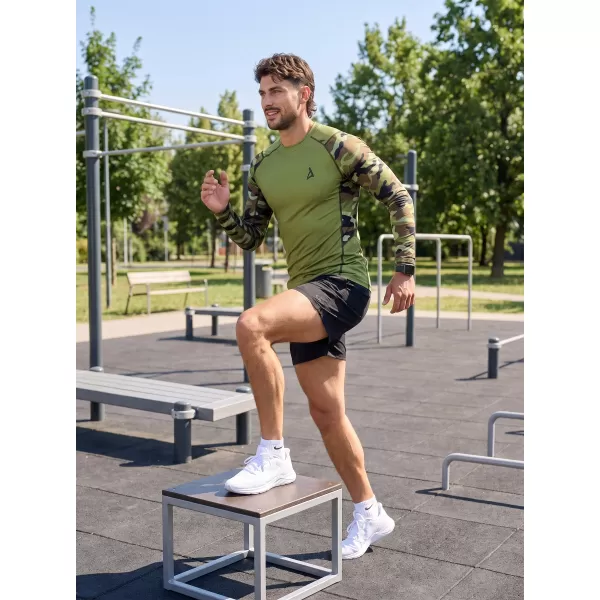  Moška premium funkcionalna kompresijska majica ALTISPORT VOJ/ALM038TR03 ZELENA/KAKI 