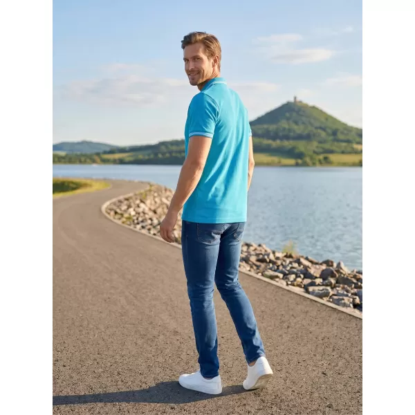  Moška majica s kratkimi rokavi z ovratnikom ALTISPORT NoPrint NP/ALM912 TURKIZNA 