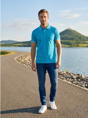 Moška majica s kratkimi rokavi z ovratnikom ALTISPORT NoPrint NP/ALM912 TURKIZNA