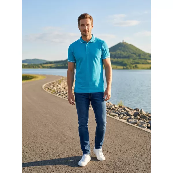  Moška majica s kratkimi rokavi z ovratnikom ALTISPORT NoPrint NP/ALM912 TURKIZNA 