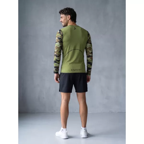  Moška premium funkcionalna kompresijska majica ALTISPORT VOJ/ALM038TR03 ZELENA/KAKI 