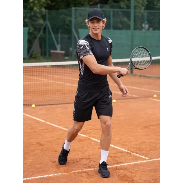 Moška vrhunska funkcionalna kompresijska majica s kratkimi rokavi ALTISPORT VOJ/ALM039TR04 ČRNO-BELO 
