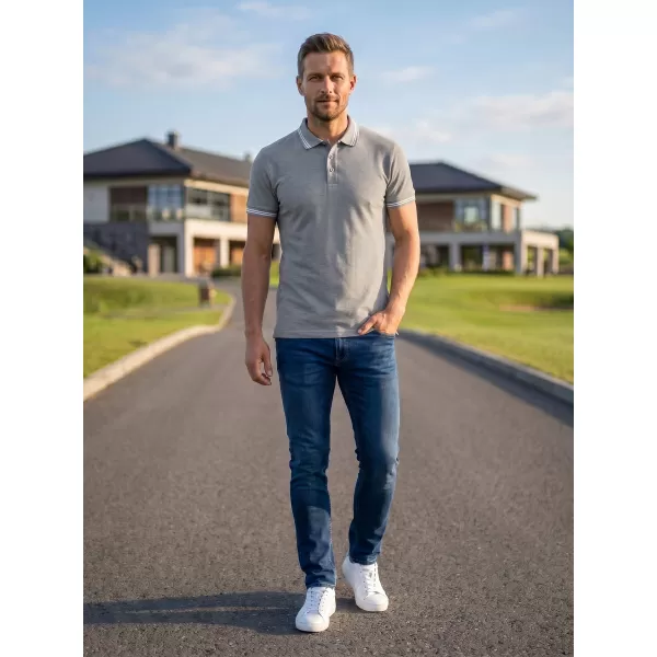  Moška majica s kratkimi rokavi z ovratnikom ALTISPORT NoPrint NP/ALM912 TEMNO SIVI POUDARKI 