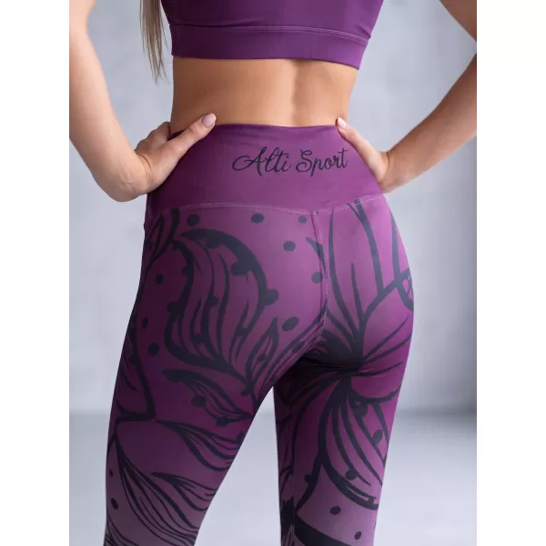  Ženske dolge vrhunske funkcionalne pajkice ALTISPORT VOJ/ALW045LEG01 VIJOLIČNA/ČRNA 