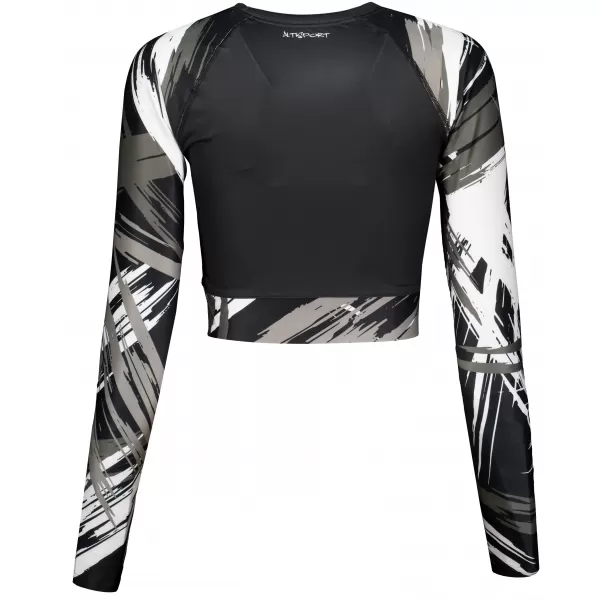  Vrhunski ženski funkcionalni top z dolgimi rokavi ALTISPORT VOJ/ALW039TR04 ČRNO/BELO 