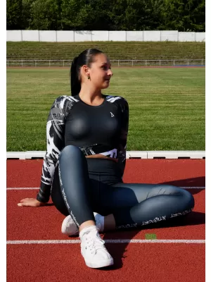 Vrhunski ženski funkcionalni top z dolgimi rokavi ALTISPORT VOJ/ALW039TR04 ČRNO/BELO