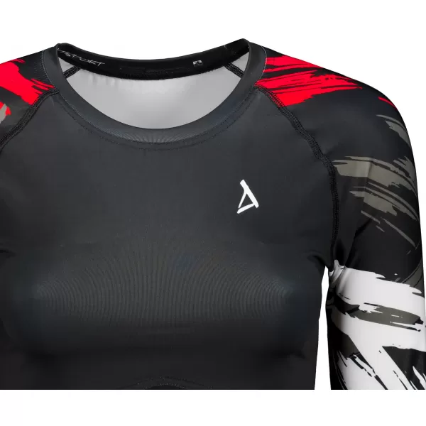  Vrhunski ženski funkcionalni top z dolgimi rokavi ALTISPORT VOJ/ALW039TR04 ČRNA/RDEČA 