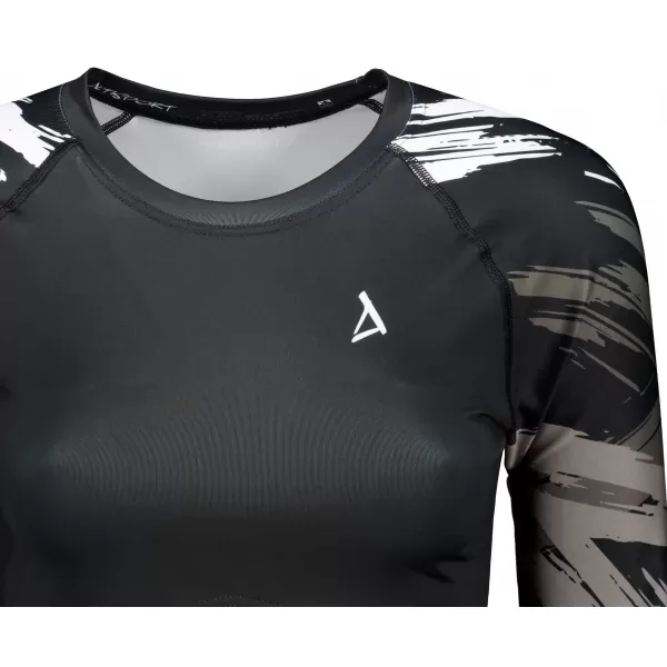  Vrhunski ženski funkcionalni top z dolgimi rokavi ALTISPORT VOJ/ALW039TR04 ČRNO/BELO 