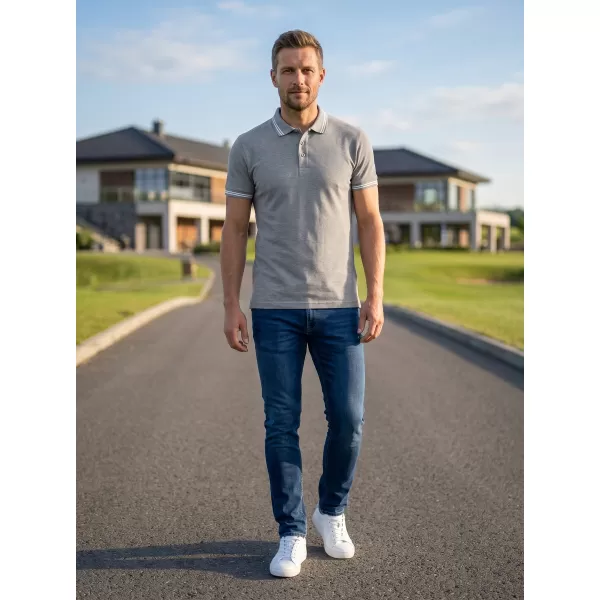  Moška majica s kratkimi rokavi z ovratnikom ALTISPORT NoPrint NP/ALM912 TEMNO SIVI POUDARKI 