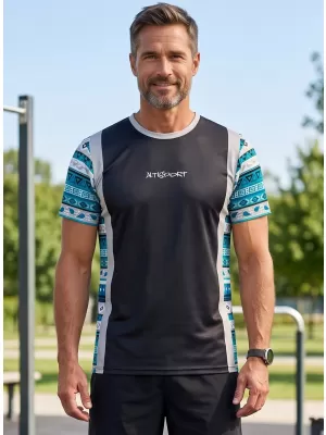 Moška funkcionalna premium majica ALTISPORT VOJ/ALM043TR01 ČRNA IN MODRA
