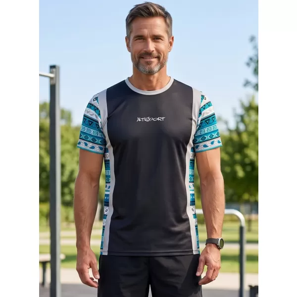  Moška funkcionalna premium majica ALTISPORT VOJ/ALM043TR01 ČRNA IN MODRA 