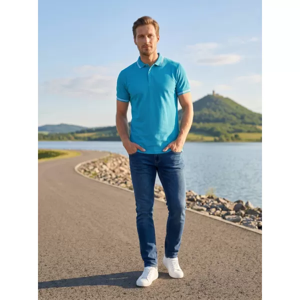  Moška majica s kratkimi rokavi z ovratnikom ALTISPORT NoPrint NP/ALM912 TURKIZNA 