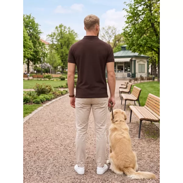  Moška majica s kratkimi rokavi z ovratnikom ALTISPORT NoPrint NP/ALM302 KAVA 