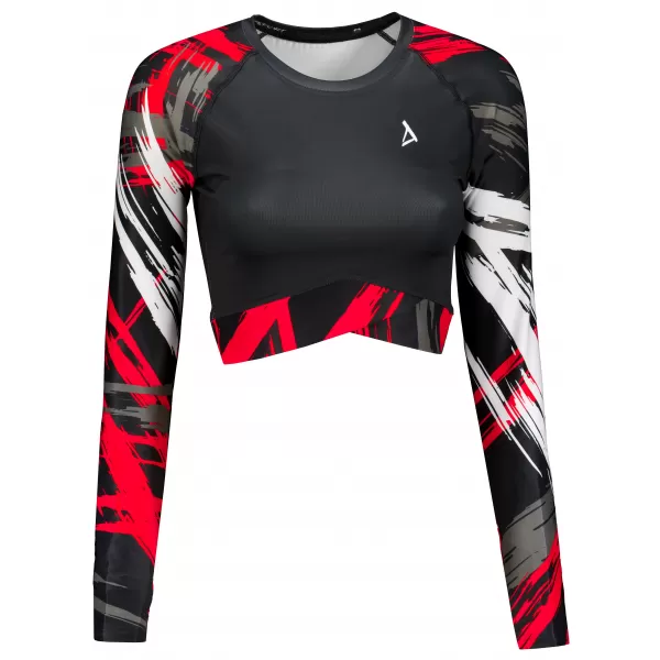  Vrhunski ženski funkcionalni top z dolgimi rokavi ALTISPORT VOJ/ALW039TR04 ČRNA/RDEČA 