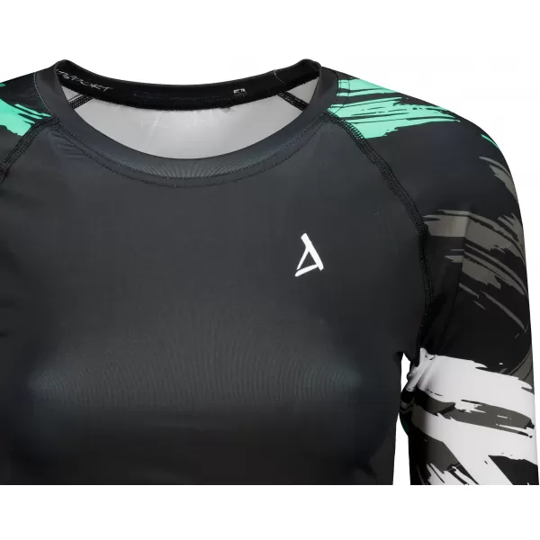 Vrhunski ženski funkcionalni top z dolgimi rokavi ALTISPORT VOJ/ALW039TR04 ČRNA/TURKIZNA 