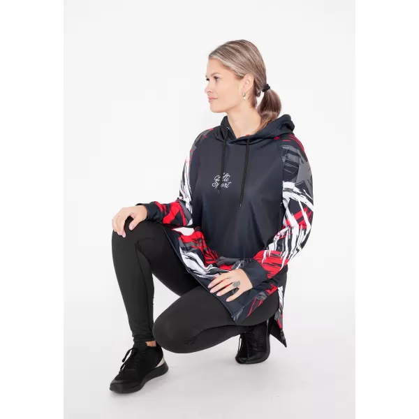  Ženski funkcionalni podaljšani pulover premium ALTISPORT VOJ/ALW039MI03 ČRNA/RDEČA 