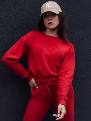 Damske trenirke DSTREET CASUALVIBE TEMNO RDEČA