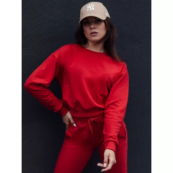  Damske trenirke DSTREET CASUALVIBE TEMNO RDEČA 