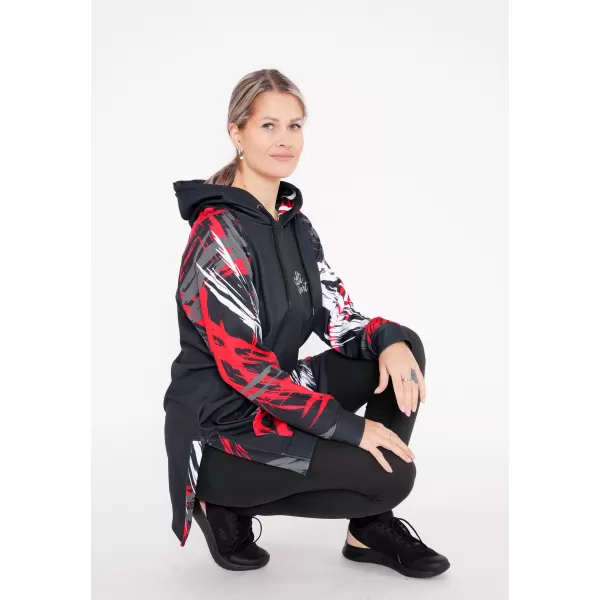  Ženski funkcionalni podaljšani pulover premium ALTISPORT VOJ/ALW039MI03 ČRNA/RDEČA 
