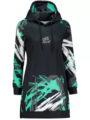 Ženski funkcionalni podaljšani pulover premium ALTISPORT VOJ/ALW039MI03 ČRNA/TURKIZNA