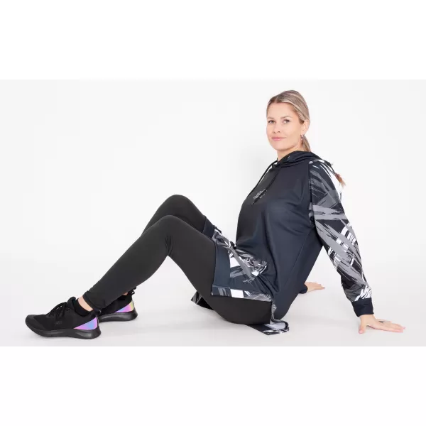  Ženski funkcionalni podaljšani pulover premium ALTISPORT VOJ/ALW039MI03 ČRNO/BELO 