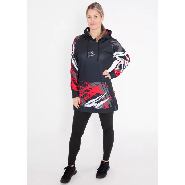  Ženski funkcionalni podaljšani pulover premium ALTISPORT VOJ/ALW039MI03 ČRNA/RDEČA 