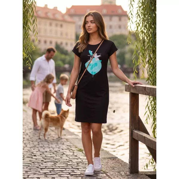  Ženska dolga majica/obleka ALTISPORT ALW187178 ČRNA IN MODRA 