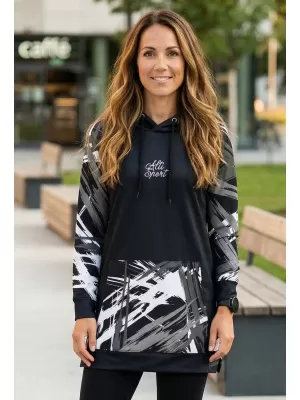 Ženski funkcionalni podaljšani pulover premium ALTISPORT VOJ/ALW039MI03 ČRNO/BELO
