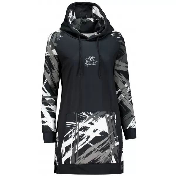  Ženski funkcionalni podaljšani pulover premium ALTISPORT VOJ/ALW039MI03 ČRNO/BELO 