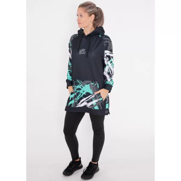  Ženski funkcionalni podaljšani pulover premium ALTISPORT VOJ/ALW039MI03 ČRNA/TURKIZNA 