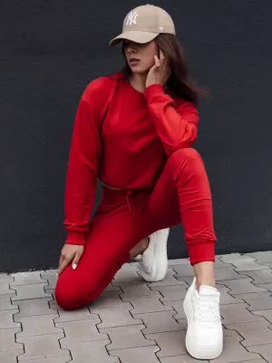 Damske trenirke DSTREET CASUALVIBE TEMNO RDEČA
