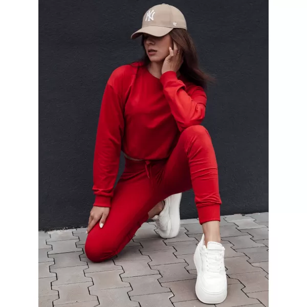  Damske trenirke DSTREET CASUALVIBE TEMNO RDEČA 