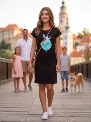 Ženska dolga majica/obleka ALTISPORT ALW187178 ČRNA IN MODRA