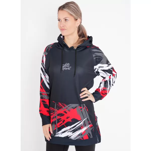  Ženski funkcionalni podaljšani pulover premium ALTISPORT VOJ/ALW039MI03 ČRNA/RDEČA 