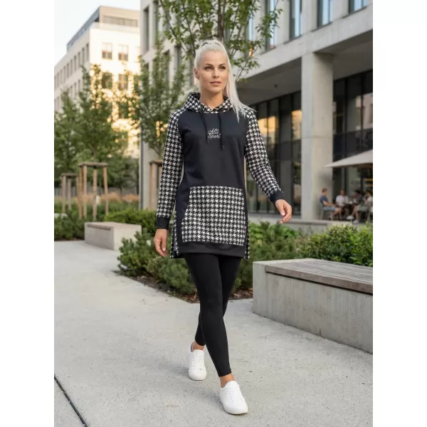  Ženski funkcionalni podaljšani pulover premium ALTISPORT VOJ/ALW048MI03 ČRNO-BELO 