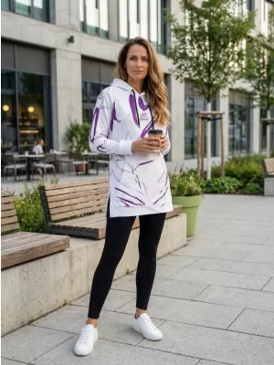Ženski funkcionalni podaljšani pulover premium ALTISPORT VOJ/ALW049MI03 BELA/VIJOLIČNA