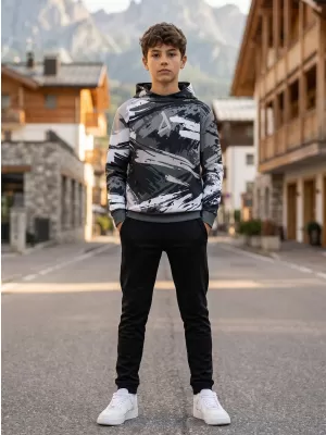 Otroški premium funkcionalni pulover ALTISPORT VOJ/ALK014MI01 ČRNA/SIVA