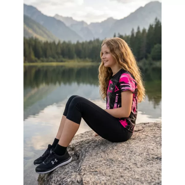  Otroška premium funkcionalna majica ALTISPORT VOJ/ALK010TR01 ČRNA/SVETLO ROZA 