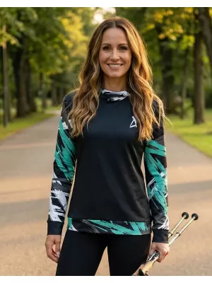 Ženski premium funkcionalni pulover ALTISPORT VOJ/ALW039MI01 ČRNA/TURKIZNA