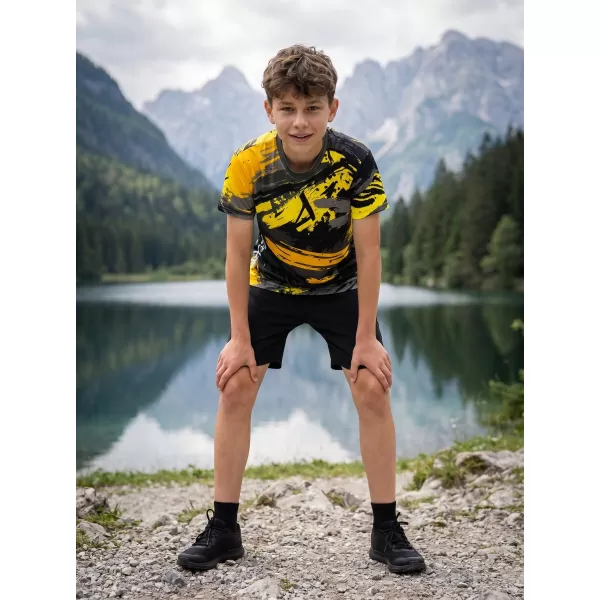  Otroška premium funkcionalna majica ALTISPORT VOJ/ALK014TR01 ČRNA IN RUMENA 
