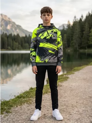 Otroški premium funkcionalni pulover ALTISPORT VOJ/ALK014MI01 ČRNA/ZELENA