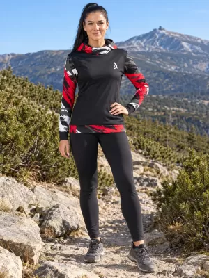 Ženski vrhunski funkcionalni pulover ALTISPORT VOJ/ALW039MI01 ČRNA/RDEČA