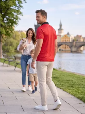 Moška funkcionalna majica z vrhunskim ovratnikom ALTISPORT VOJ/ALM050TR05 RDEČA