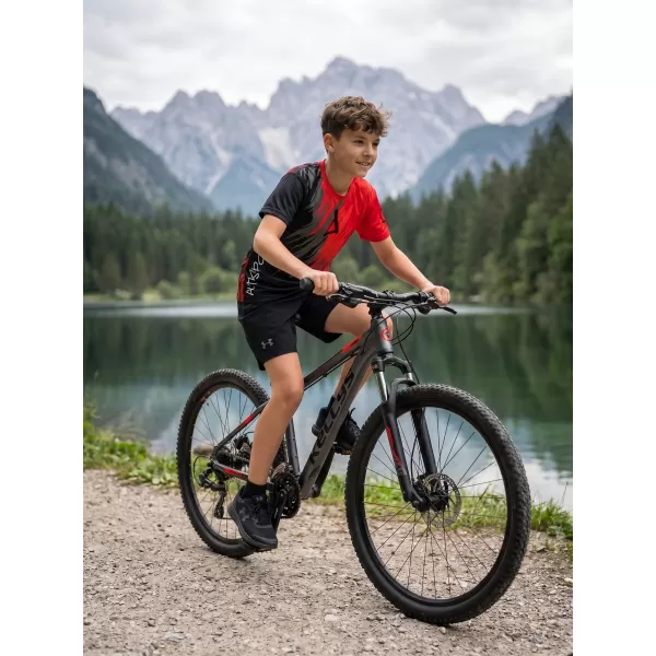  Otroška premium funkcionalna majica ALTISPORT VOJ/ALK006TR01 ČRNA/RDEČA 