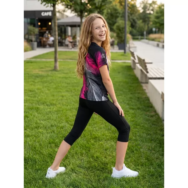  Otroška premium funkcionalna majica ALTISPORT VOJ/ALK001TR01 ČRNA/ROZA 