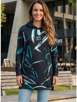 Ženski funkcionalni podaljšani pulover premium ALTISPORT VOJ/ALW049MI03 ČRNA IN MODRA