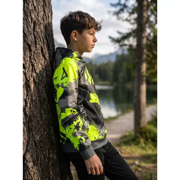  Otroški premium funkcionalni pulover ALTISPORT VOJ/ALK014MI01 ČRNA/ZELENA 