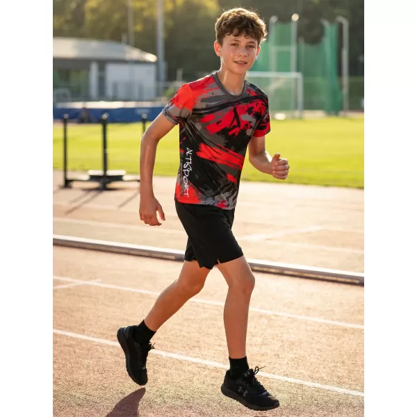  Otroška premium funkcionalna majica ALTISPORT VOJ/ALK014TR01 ČRNA/RDEČA 